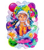 Puzzle Puzzler Puzzler drevené, farebné - Vesmírny dobrodruh – Obrázok 2