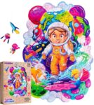 Puzzle Puzzler Puzzler drevené, farebné - Vesmírny dobrodruh