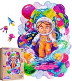 Puzzle Puzzler Puzzler drevené, farebné - Vesmírny dobrodruh