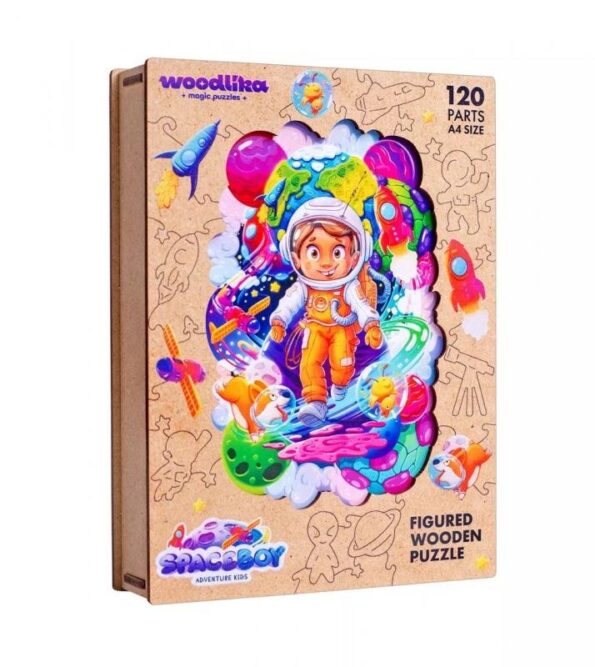 Puzzle Puzzler Puzzler drevené, farebné - Vesmírny dobrodruh – Obrázok 4