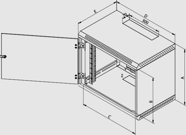 Rack Triton 19" jednodílný 15U/400mm prosklené dveře, šedý – Obrázok 2
