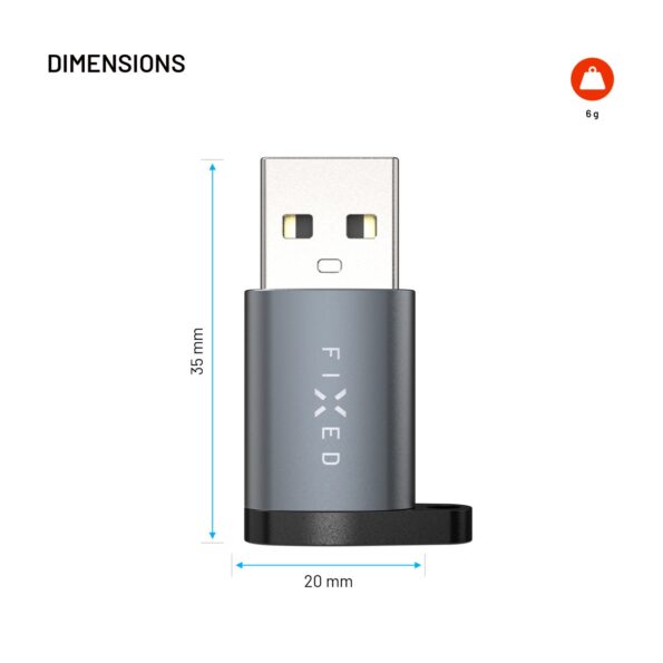Redukcia FIXED Link USB-C na USB-A, sivá – Obrázok 6