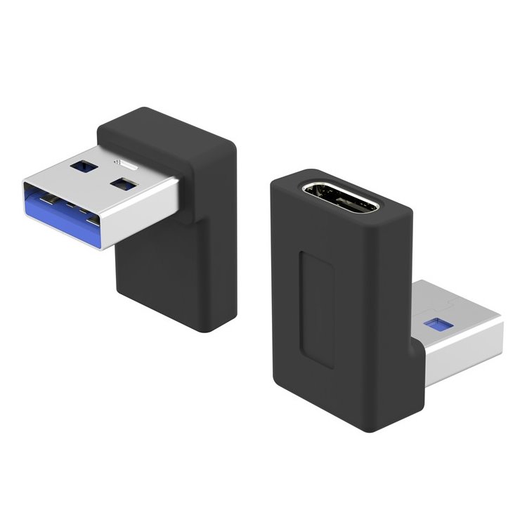 Redukcia-USB-C-Female-na-USB3.0-typ-A-Male-zahnuta-90° Redukcia USB-C Female na USB3.0 typ A Male zahnutá 90° – Obrázok 1