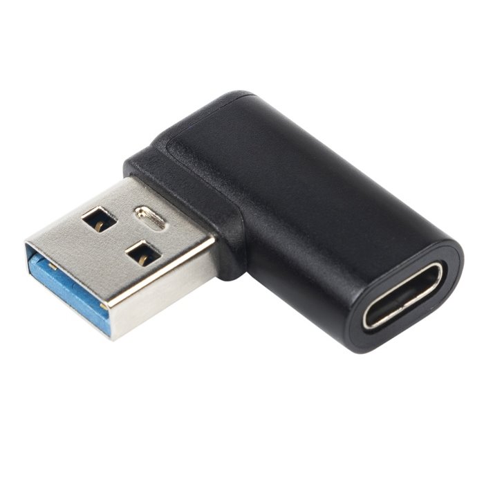 Redukcia-USB-C-Female-na-USB3.0-typ-A-Male-zahnuta-90° Redukcia USB-C Female na USB3.0 typ A Male zahnutá 90° – Obrázok 1