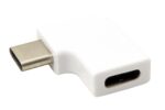 Redukcia USB C(M) - USB C(F) lomená 90°, biela