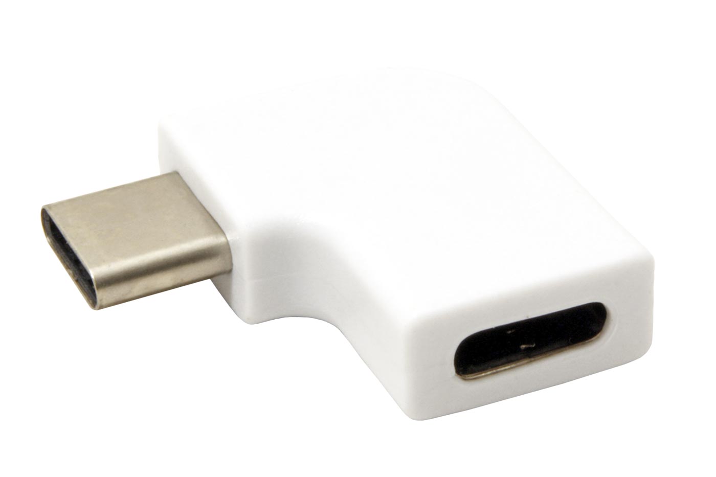 Redukcia-USB-CM-USB-CF-lomena-90°-biela Redukcia USB C(M) - USB C(F) lomená 90°, biela – Obrázok 1