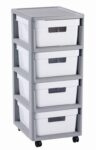 Regál Curver Infinity 4x11L so šuplíkmi šedo-biely