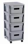 Regál Curver Infinity 4x11L so šuplíkmi svetlo šedý