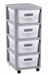 Regál Curver Infinity Dots 4x11L so šuplíkmi bielo-šedý