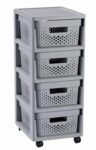 Regál Curver Infinity Dots 4x11L so šuplíkmi svetlo šedý