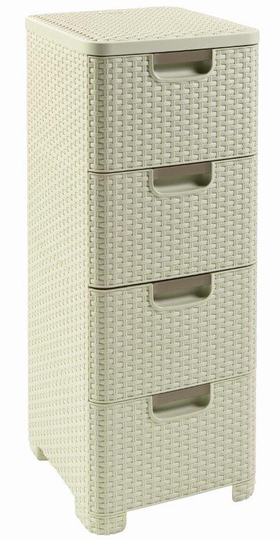 Regal-Curver-Style-4x14L-so-suplikmi-biely Regál Curver Style 4x14L so šuplíkmi biely – Obrázok 1