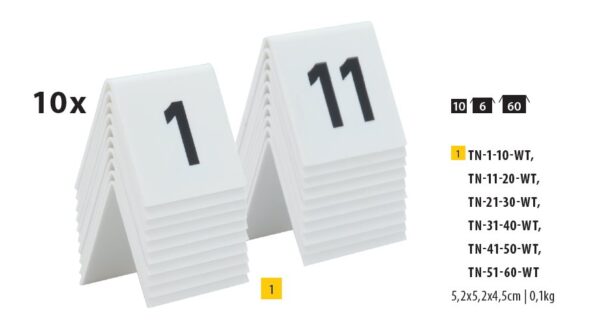 Rozlišovacia tabuľka Securit TABLE SIGNS čísla 31-40, 10ks – Obrázok 2
