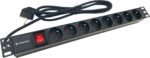 Rozvodný panel Conexpro 19" 8x230V, 16A, čierny, kábel 1,4m, hliníkový – Obrázok 2