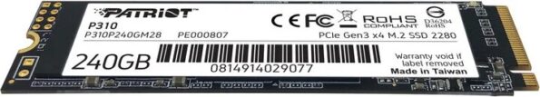 SSD disk Patriot P310 240GB, M.2 2280, PCIe 3.0 x4, NVMe – Obrázok 2