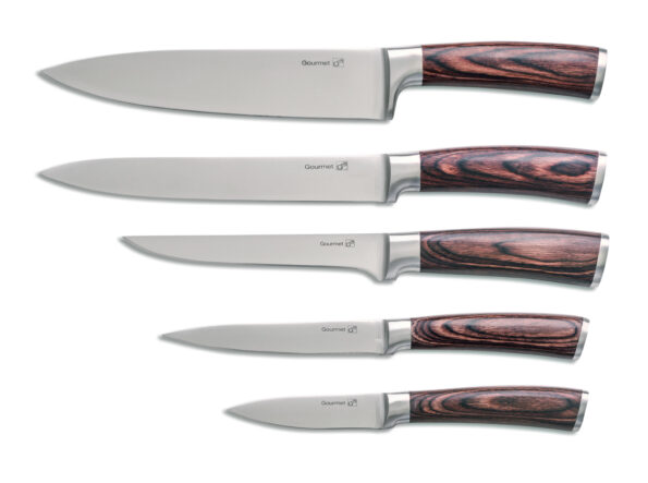 Sada nožov G21 Gourmet Timber 5 ks + bambusový blok – Obrázok 4