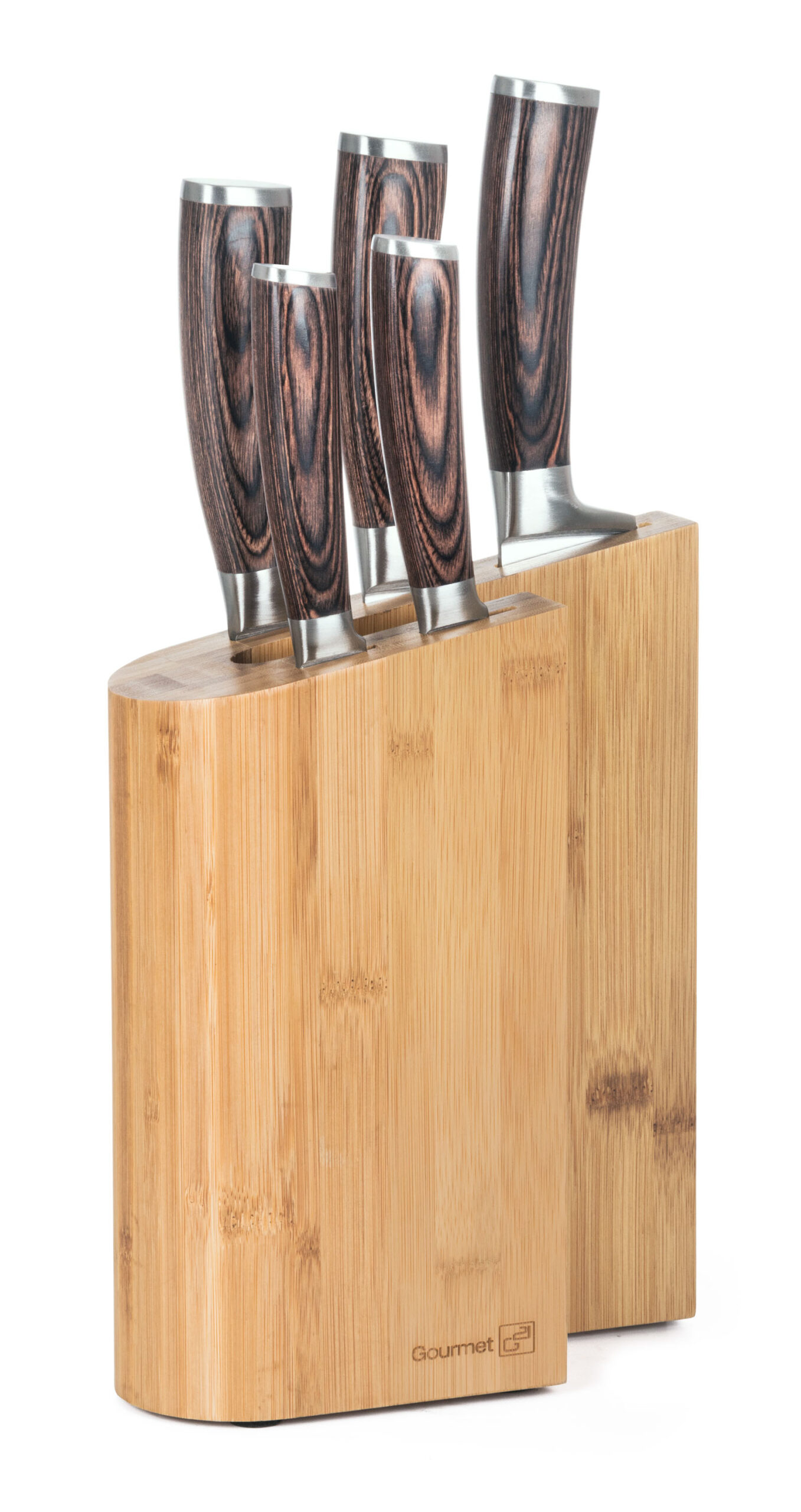 Sada-nozov-G21-Gourmet-Timber-5-ks-bambusovy-blok Sada nožov G21 Gourmet Timber 5 ks + bambusový blok – Obrázok 1