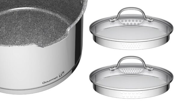 Sada riadu G21 Gourmet Miracle s cedidlom, 9 dielov, nerez / greblon – Obrázok 17