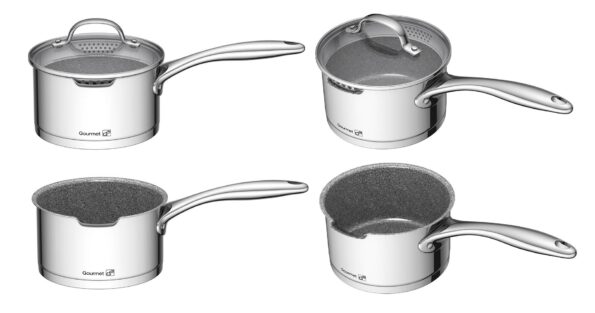 Sada riadu G21 Gourmet Miracle s cedidlom, 9 dielov, nerez / greblon – Obrázok 3