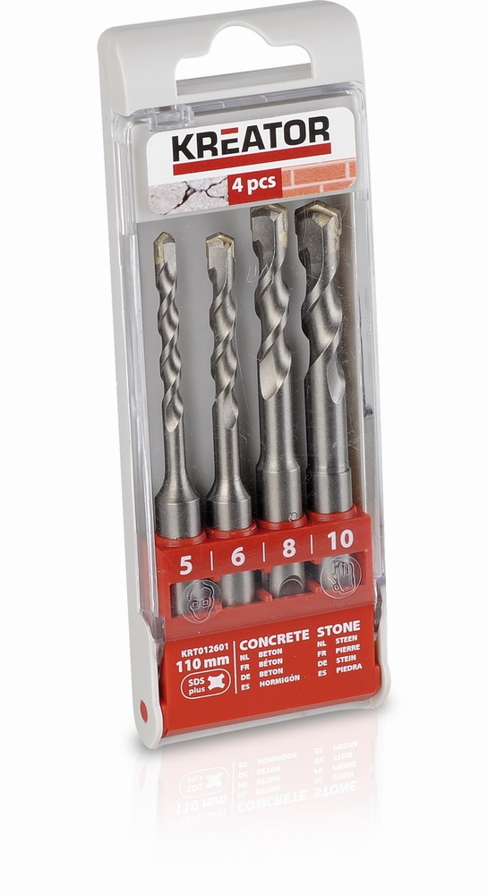 Sada-vrtakov-Kreator-KRT012601-SDS-Plus-4ks-110mm Sada vrtákov Kreator KRT012601 SDS Plus 4ks, 110mm – Obrázok 1