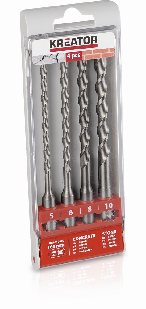 Sada-vrtakov-Kreator-KRT012602-SDS-Plus-4-ks-160mm Sada vrtákov Kreator KRT012602 SDS Plus 4 ks, 160mm – Obrázok 1