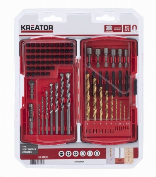 Sada vrtákov Kreator KRT064921 s príslušenstvom, 82ks – Obrázok 2