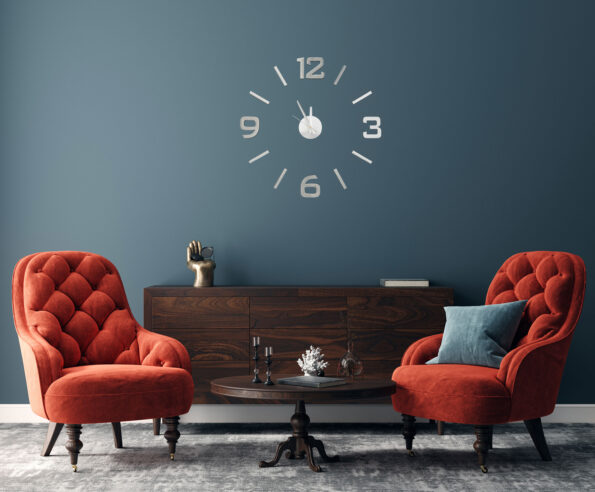 Samolepiace hodiny G21 Classic Style, strieborné – Obrázok 7