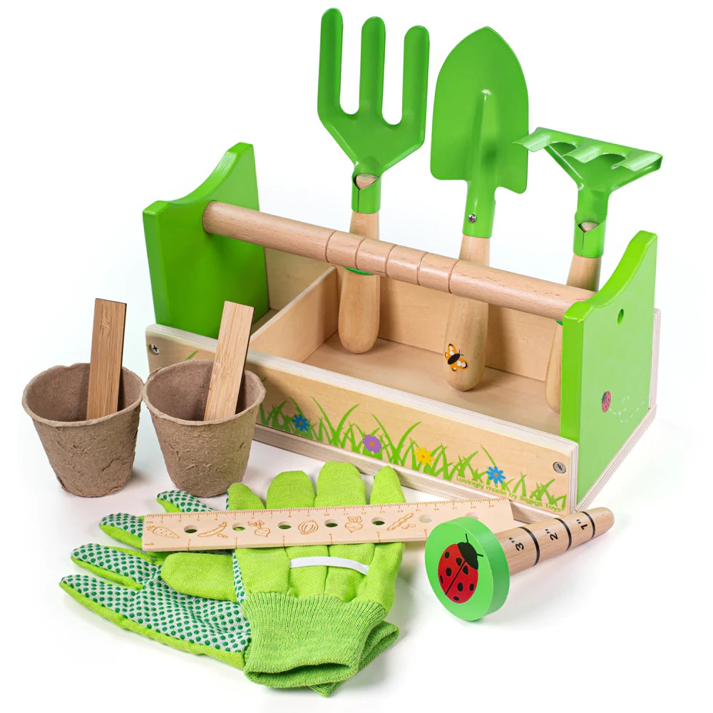 Set-Bigjigs-Toys-zahradnicky-v-prepravke Set Bigjigs Toys záhradnícky v prepravke – Obrázok 1