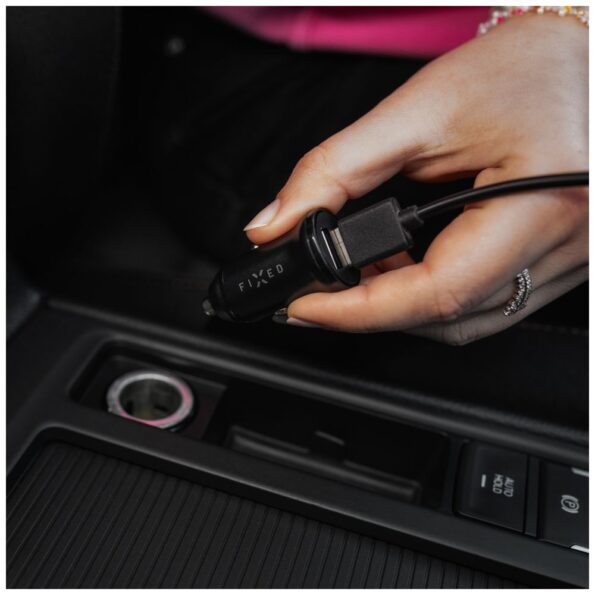 Set FIXED autonabíjačky s 2xUSB výstupom a USB/USB-C kábla, 1 meter, 15W Smart Rapid Charge, čierna – Obrázok 9