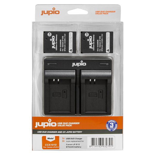 Set-Jupio-2x-LP-E12-875-mAh-Dual-Charger-pre-Canon Set Jupio 2x LP-E12 - 875 mAh + Dual Charger pre Canon – Obrázok 1