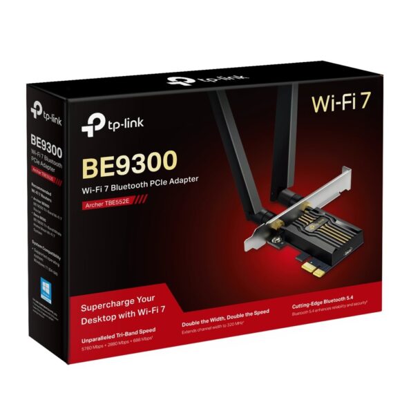 Sieťová karta TP-Link Archer TBE552E BE9300 WiFi 7, PCI-e, Bluetooth, odnímateľná anténa – Obrázok 6