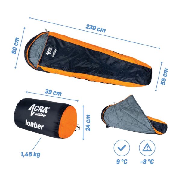 Spacák Acra Lonber 230 x 80/55 cm mumie – Obrázok 3