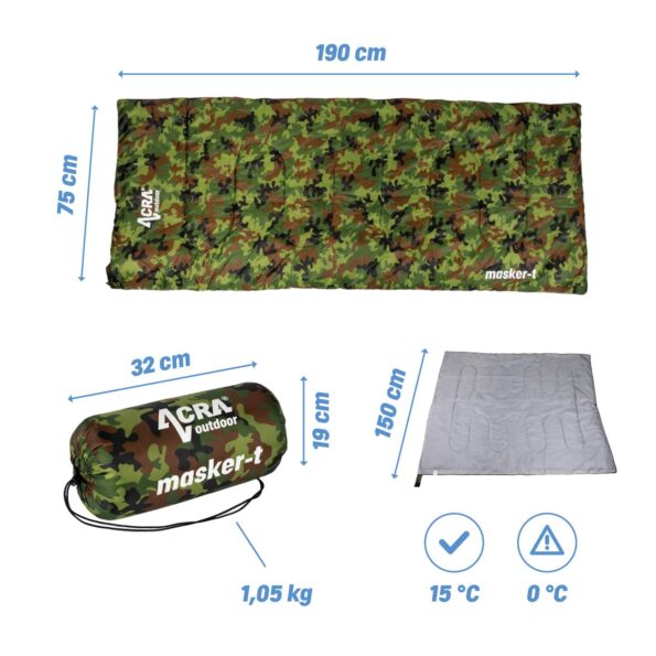 Spacák Acra Masker-T letný, maskáčový – Obrázok 3