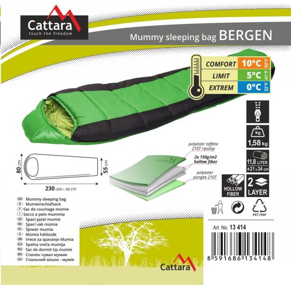 Spacák Cattara BERGEN múmia 0°C – Obrázok 3