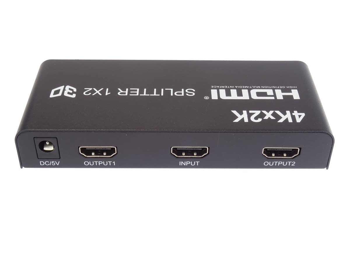 Splitter-HDMI-1-2-porty-kovovy-s-napajanim-4K-FULL-HD-3D Splitter HDMI 1-2 porty kovový s napájaním, 4K, FULL HD, 3D – Obrázok 1