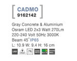 Svietidlo Nova Luce CADMO R WALL GREY 2 nástenné, IP 65, 2x3 W – Obrázok 4