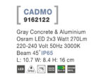 Svietidlo Nova Luce CADMO S WALL GREY 2 nástenné, IP 65, 2x3 W – Obrázok 4