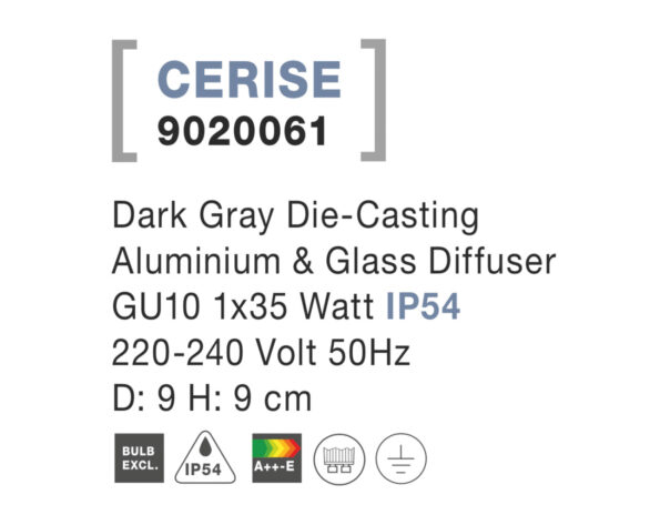 Svietidlo Nova Luce CERISE R TOP GREY 2 stropné, IP 54, GU10 – Obrázok 4
