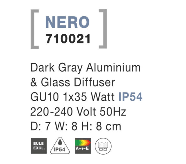 Svietidlo Nova Luce NERO R WALL GREY nástenné, IP 54, GU10 – Obrázok 4