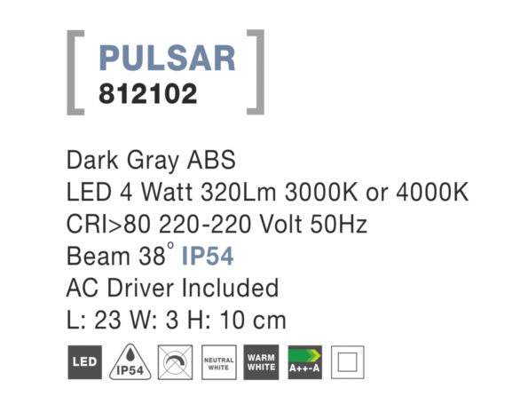 Svietidlo Nova Luce PULSAR STEP GREY 6 schodiskové – Obrázok 4