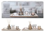Svietnik / diffuser 36 x 14 x 1 cm, 5 dielov + dekorácia drevo/sklo – Obrázok 2