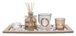 Svietnik / diffuser 36 x 14 x 1 cm, 5 dielov + dekorácia drevo/sklo – Obrázok 3