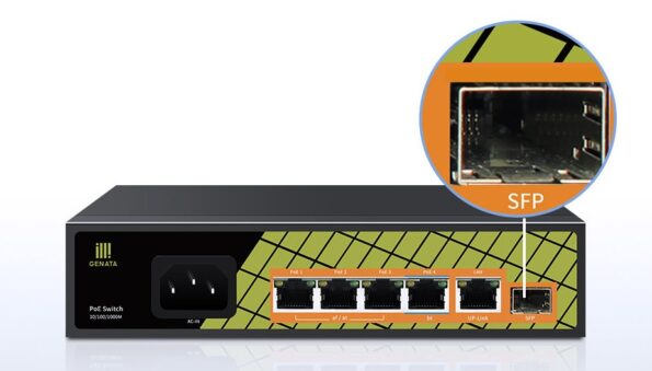 Switch Conexpro GNT-P1006GA 1x GLAN, 4x GLAN s PoE, 1x SFP, 65W – Obrázok 4