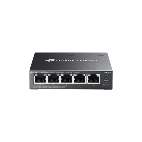 Switch-TP-Link-ES205GP-1x-GLan-5x-GLan-4x-PoE-65W-Omada-SDN Switch TP-Link ES205GP 1x GLan, 5x GLan, 4x PoE+, 65W, Omáda SDN – Obrázok 1