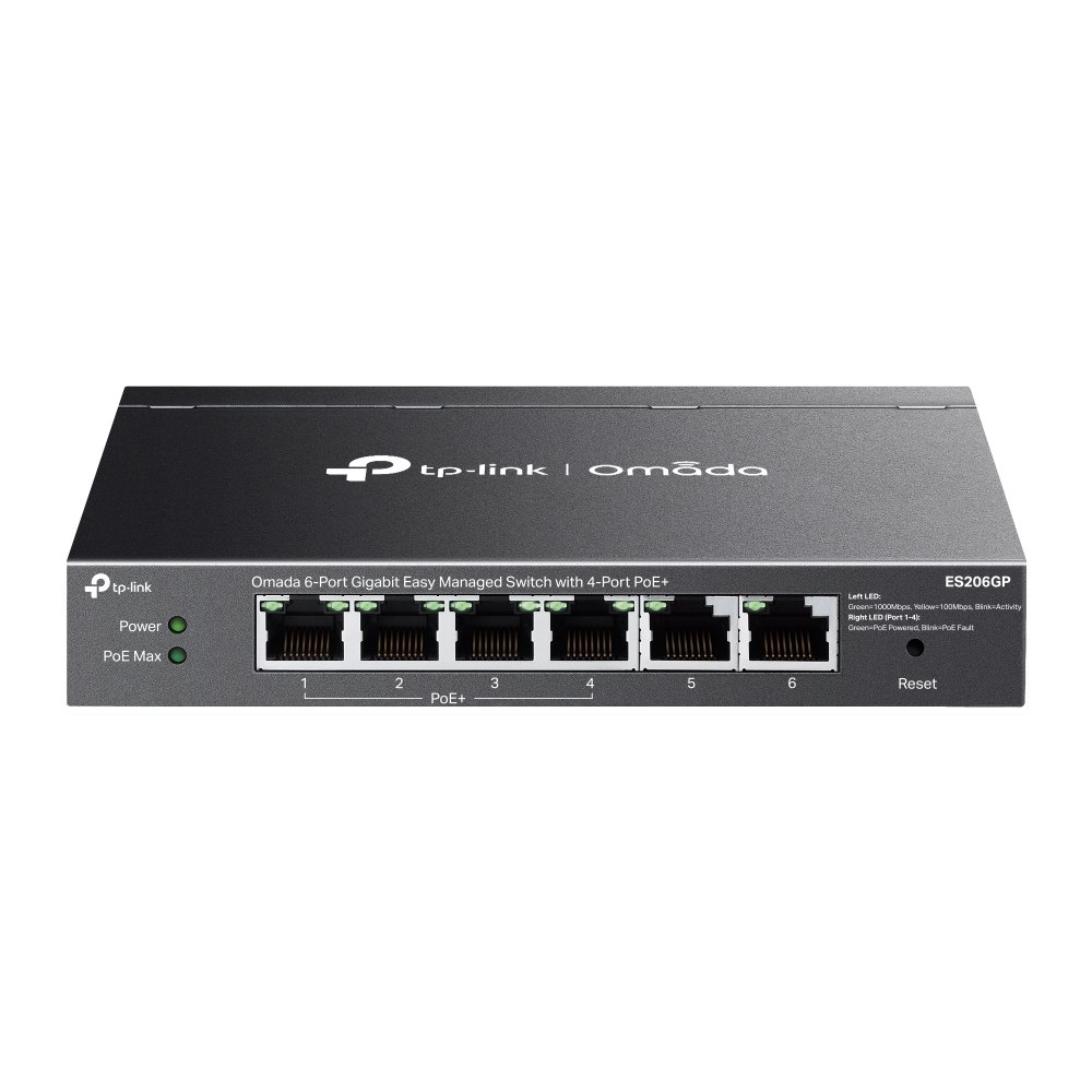 Switch-TP-Link-ES206GP-2x-GLan-4x-GLan-s-PoE-65W-Omada-SDN Switch TP-Link ES206GP 2x GLan, 4x GLan s PoE+, 65W, Omáda SDN – Obrázok 1
