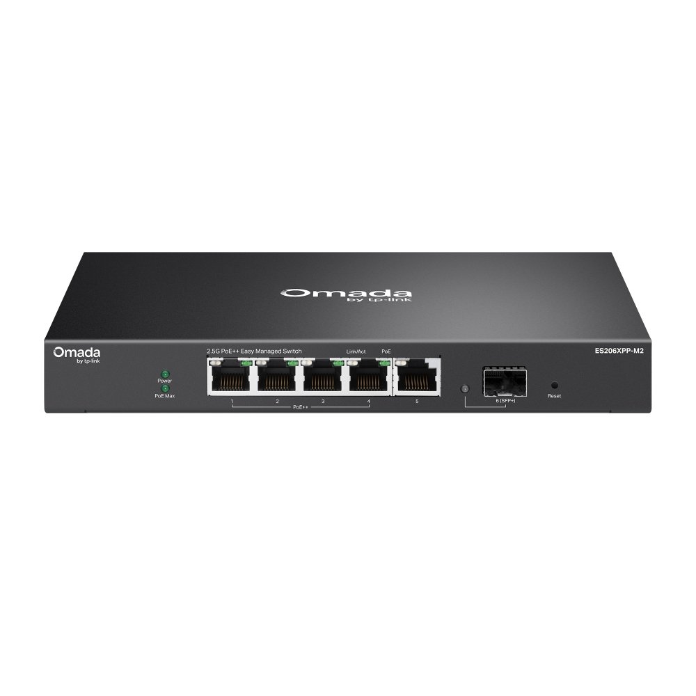 Switch-TP-Link-ES206XPP-M2-5x-25GLan-s-PoE-1x-10G-SFP-120W-Omada-SDN Switch TP-Link ES206XPP-M2 5x 2,5GLan s PoE++, 1x 10G SFP+, 120W, Omáda SDN – Obrázok 1