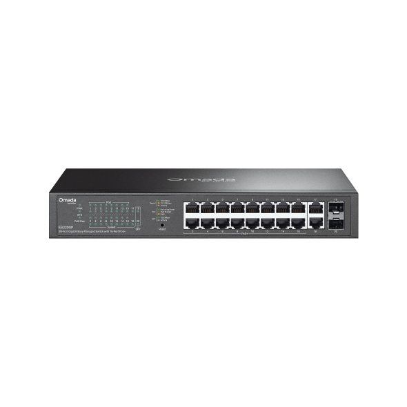 Switch-TP-Link-ES220GP-16x-GLan-s-PoE-2x-GLan-2x-SFP-150W-Omada-SDN Switch TP-Link ES220GP 16x GLan s PoE+, 2x GLan, 2x SFP, 150W, Omáda SDN – Obrázok 1
