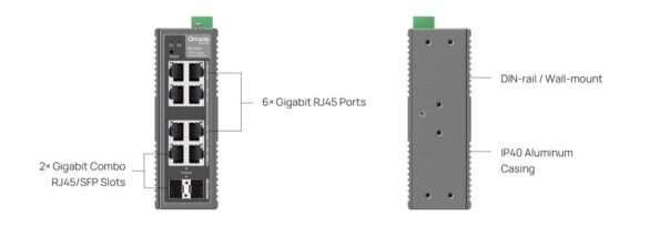 Switch TP-Link IES208G priemyselný, 2× SFP Combo, 6× GLan, DIN, Omada SDN – Obrázok 6