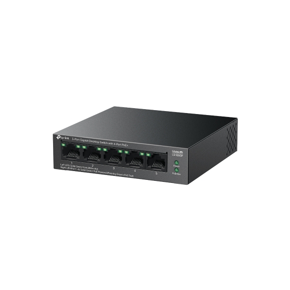 Switch-TP-Link-LS105GP-1x-GLAN-4x-GLAN-s-PoE-65W Switch TP-Link LS105GP 1x GLAN, 4x GLAN s PoE+, 65W – Obrázok 1