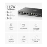 Switch TP-Link Mercusys MS112GMP 2x GLAN, 8x GLAN s PoE+, 2x SFP, 110W – Obrázok 3