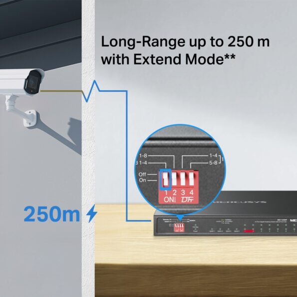Switch TP-Link Mercusys MS112GMP 2x GLAN, 8x GLAN s PoE+, 2x SFP, 110W – Obrázok 5
